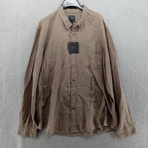 14th & Union Shirt Mens 2XL Brown Heather Trim Fit Flannel Button Down‎ Soft